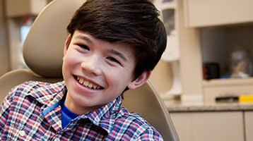 Boy on dentist chair